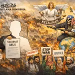 Taujihat MUI hadir sebagai suara moral umat—menantang kezaliman global, menggugat agresi Amerika–Israel, dan menyerukan dunia untuk memilih jalan keadilan, hukum, dan perdamaian yang bermartabat. (Karikatur dibuat oleh AI).